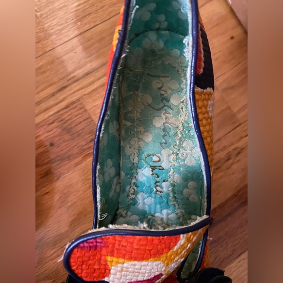 Woven printed jute pumps with lucite heels and big bow - Picture 7 of 7